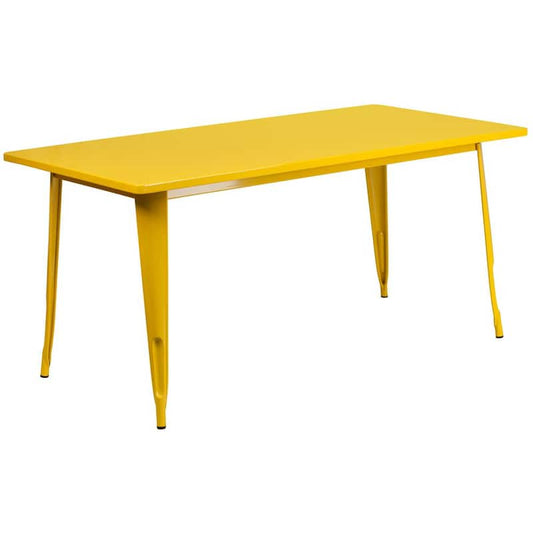 Yellow Rectangle Metal Outdoor Bistro Table