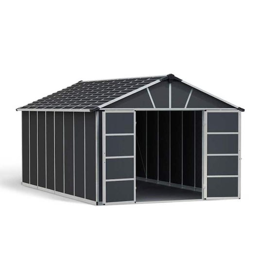 Yukon 11 ft. x 17 ft. Dark Gray Large Garden Outdoor Storage Shed with Floor