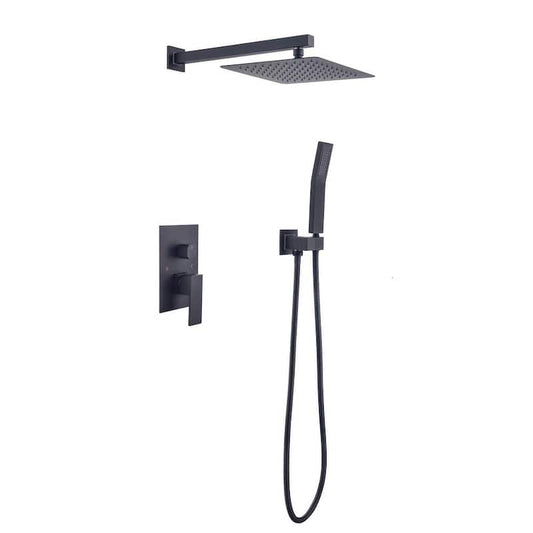 1-Spray Patterns 2.0 GPM 10 in. Showerhead Face Wall Mounted Dual Shower Heads Shower in Matte Black