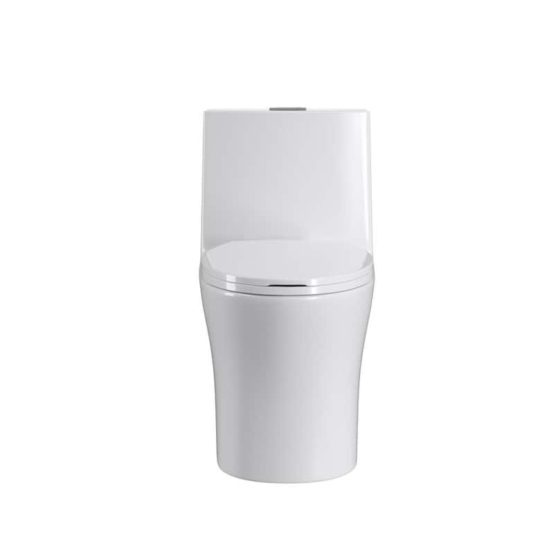1-Piece 1.1 GPF/1.6 GPF Dual Flush Elongated Toilet in White Siphonic Jet with Toilet Seat Included